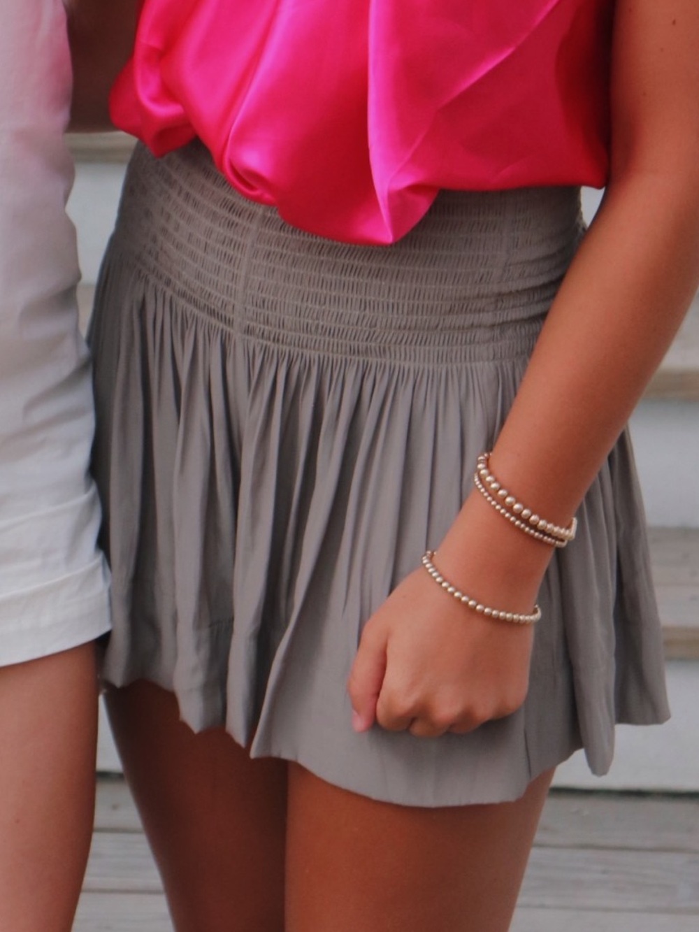Women's Smocked Waist Gray Koch Mini Skirt